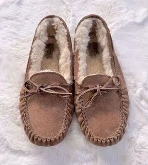 UGG Fur Moccasin Slippers 5 - Chestnut thumbnail 1