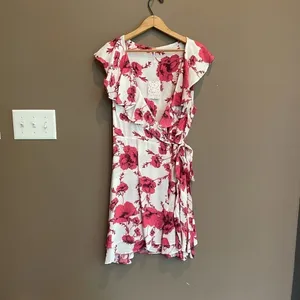 NWT Free People French Quarter Wrap Mini Dress‎ Medium Ivory Pink thumbnail 7