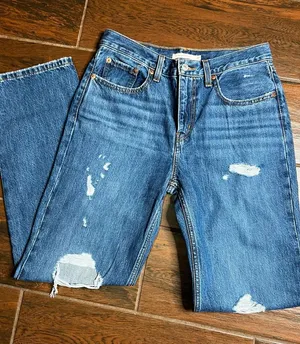 Levi’s Distressed Dark Wash Low Pro Straight Denim Jeans thumbnail 1