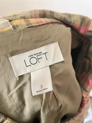 Ann Taylor Loft Vintage Y2K Madras Cotton Patchwork Plaid Blazer Jacket Size 2 thumbnail 2