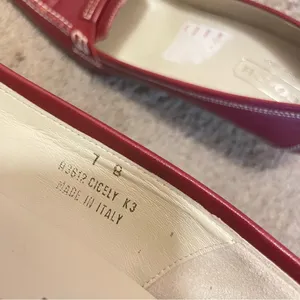 Coach Cicely Heel Loafers Womens Size 7 B Cherry Red Leather Stacked 2 3/4 Heel thumbnail 6