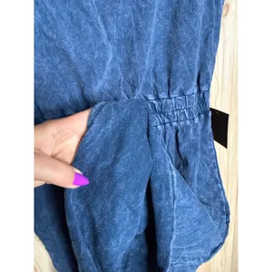 NWT Lulus Short Sleeve Mini Dress & Romper Green Linen Dark Blue Bundle Size M thumbnail 10