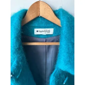 Vintage Appleseed’s Teal Mohair Wool Blend Coat Jacket Size 14 thumbnail 3