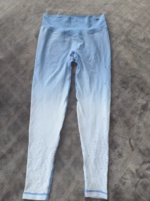 PINK Victoria Secret seamless leggings and top set perforated, light blue thumbnail 7