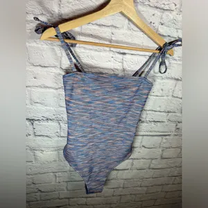 Aerie Blue‎ Space Dye Pique One Piece Cheeky Swimsuit size small thumbnail 2