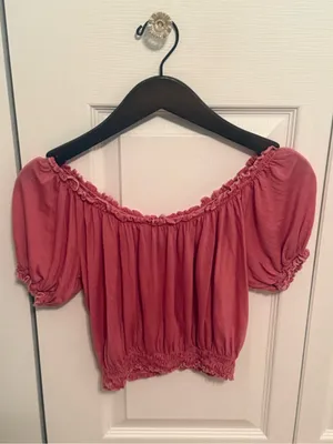 Reformation Pink Smocked Edge Short Sleeve Top thumbnail 2