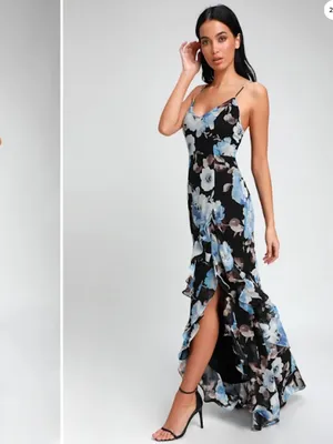 LULU's Sexy Floral Flowy Prom Wedding Sophisticated Chic Elegant Resort Maxi thumbnail 3