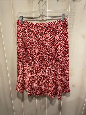 Cute Talbots silky spotted lined flare skirt pink red confetti fun thumbnail 6