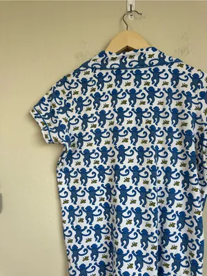 Roller Rabbit Monkey Print Short Sleeve Button Down Pajama Top thumbnail 11