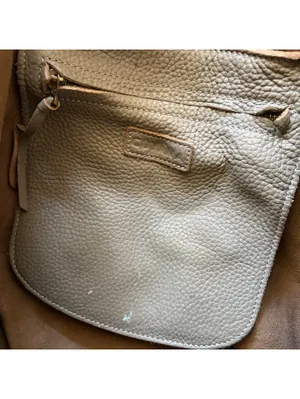 Cuyana Pebbled Leather Tote Bag Purse Taupe Monogram CAS thumbnail 5