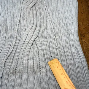 Y2K Express Light Blue Knit Hooded Sweater‎ Merino Wool Blend Womens S Cottage thumbnail 4