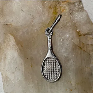 Vintage Tennis Racket Charm Silver‎ Tone Sports Jewelry Stamped STER Magnetic thumbnail 2