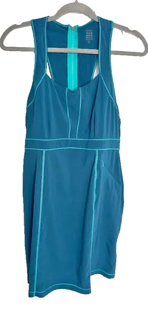 Title Nine Blue Green Athletic Outdoor Zip Pockets Tank Dress Size 8 Golf Tennis thumbnail 1