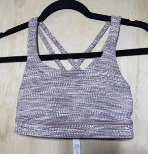 Lululemon Sports Bra Size 2 Strappy Criss Cross Pink‎ Gray Yoga Athletic thumbnail 1