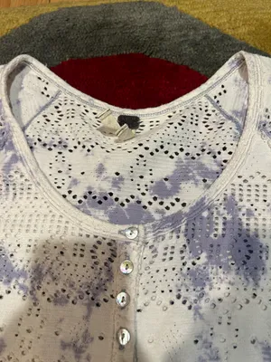 We The Free Free People Tie Dye Short Sleeve T Shirt Henley Loose Top Cutout XS thumbnail 2