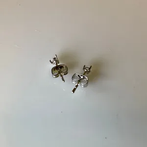 Small CZ Diamond Stud Earrings Silver thumbnail 6
