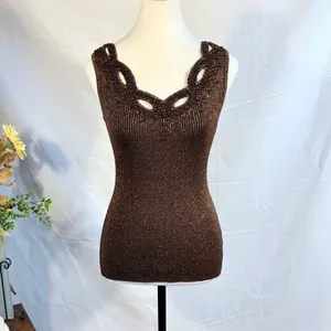 Vintage Cache Beaded Metallic Ribbed Tank Top Size Medium🧡 thumbnail 13