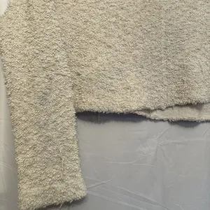 Free People‎ Size Large Beige Ivory Oversized Boucle Sweater V Neck Long Sleeve thumbnail 2