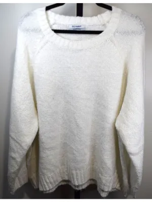 Old Navy Cream Open Knit Scalloped Hem Crewneck Sweater 2X thumbnail 1