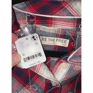 We The Free Free People Georgia Plaid Embroidered Button Down‎ Ruffle Shirt NWT thumbnail 7