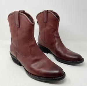 Born Wynd Short Ankle Leather Western Cowgirl Boots Booties Burgundy Women’s 8.5 thumbnail 1