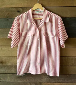 Vintage Tabi International Red White Stripe Button Up Shirt thumbnail 1