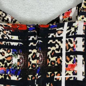 Amanda Uprichard Silk Mixed Print Fit and Flare Mini Dress Leopard Floral M thumbnail 10