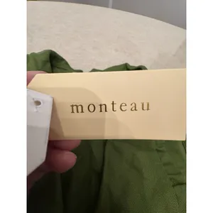 Monteau‎ dress button-front Shirt ruffle Peter Pan collar Linen Green Size Small thumbnail 9