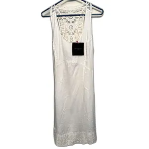 Cynthia Rowley Linen Dress White Lace Back Sleeveless Midi Dress NWT Size 14 thumbnail 4