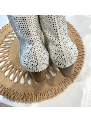 Lulus x Matisse Spirit Silver Rhinestone Pointed Toe Ankle Booties Size 7M thumbnail 5