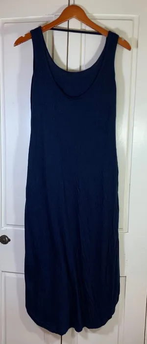 Kindred Bravely Navy Blue Nursing Maternity Midi Dress Pockets Small Petite thumbnail 1
