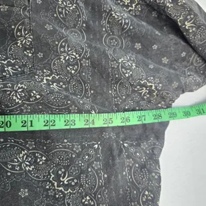 POL Clothing Paisley Bandana‎ Button Down Shirt Charcoal Grey Oversized FWT57 S thumbnail 8