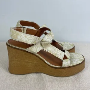 Lucky Brand‎ Buttered Yellow Floral Canvas Demmia Platform Wedge Sandal thumbnail 5