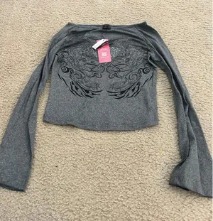 AB44 top shirt woman long sleeve gray medium size 6 thumbnail 1