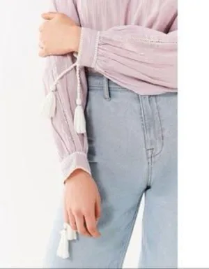 NWT UO Wild Horses Tassel Blouse In Lilac thumbnail 2