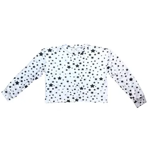 Boutique Long Sleeve Crew Neck Top & Shorts Set White & Navy Blue Star Print Size Medium thumbnail 3