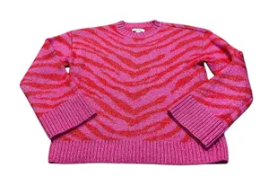NINE WEST pink and red zebra sweater thumbnail 1