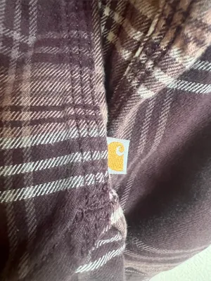 Carhartt Plaid 1/3 Button-Down pullover Shirt 100% cotton workwear shirt thumbnail 3