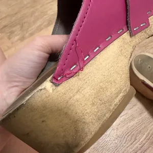 Verka | Pink Leather Wooden Mule‎ Swedish Clogs, Made in Sweden, Size EU 42 thumbnail 7