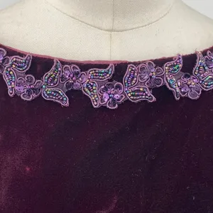 Vintage 90s Scott Mcclintock Beaded Velvet Gown Sheer Low Back Purple 6 thumbnail 6