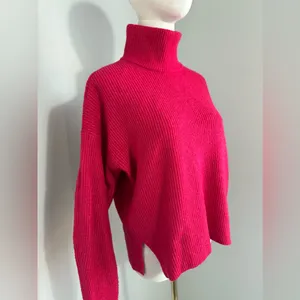 Abercrombie & Fitch women’s berry turtleneck knit sweater small funnel neck thumbnail 2