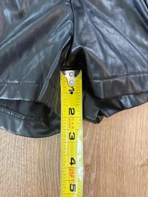 Black High Waisted Leather Shorts thumbnail 8