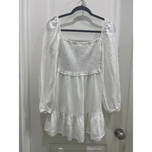 Aritzia Wilfred Tempest White Organic Linen Mini Dress Sz S thumbnail 2