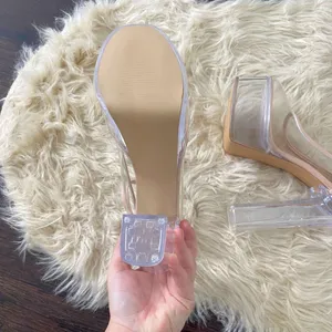 New Clear Nude Go-Go Ankle Strap Platform Ultra High Heels Miss Lola US 6.5 thumbnail 5