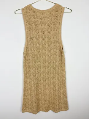 Free People Take Me Out Co-Ord Gold Metallic‎ Knit 2 Piece Set Flared Leg Small thumbnail 6