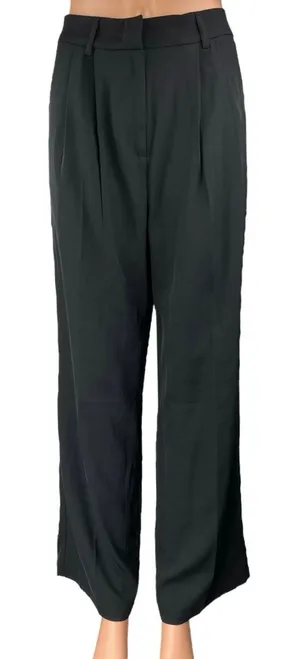 Sassy Zoey Black Pleated High Waisted Wide Leg Trousers Dress Pants Size 4/6 thumbnail 1