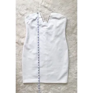 by the way REVOLVE White Strapless Mini‎ Dress Size Large Bodycon Lace Up Chain Party Club thumbnail 15