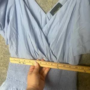 DO+BE Women Size Medium Blue puffy short sleeve smock mini dress‎ thumbnail 3