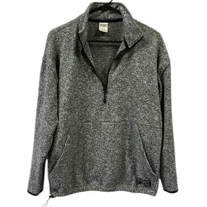 Victorias Secret PINK Heather Gray Quarter Zip Kangaroo Pocket Knit Sweatshirt M thumbnail 10