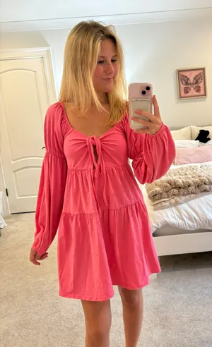 Boo Hoo Pink Long Sleeve Mini Dress thumbnail 1